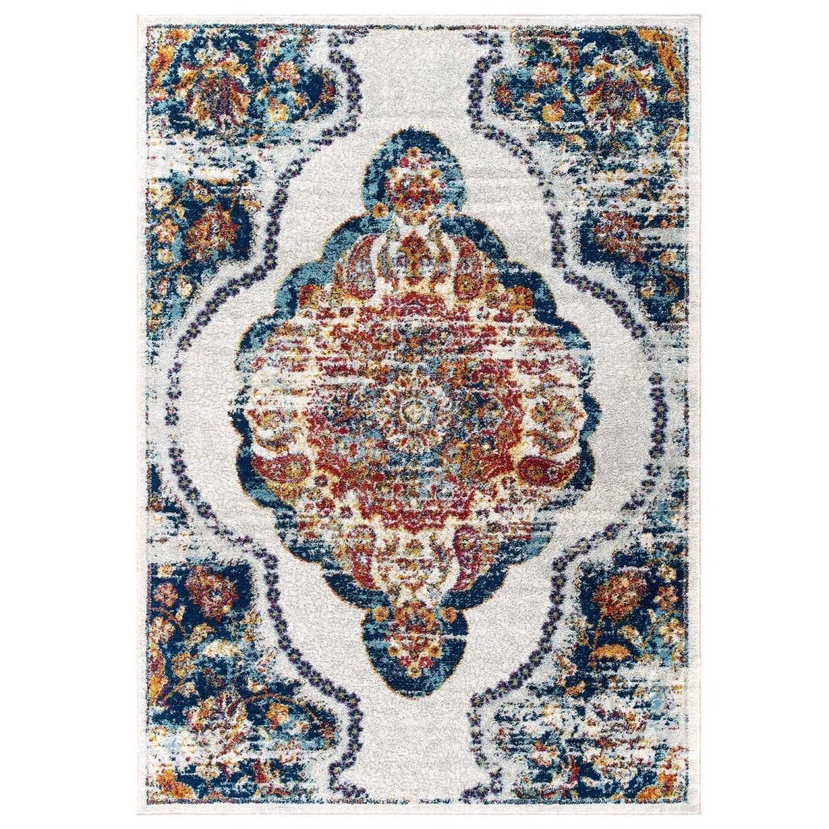 Entourage Malia Distressed Vintage Floral Persian Medallion Area Rug - BUILDMYPLACE