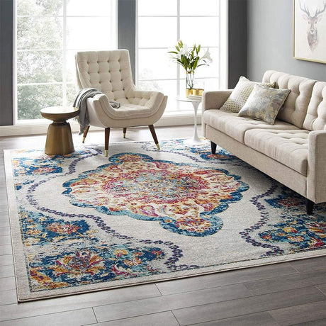 Entourage Malia Distressed Vintage Floral Persian Medallion Area Rug - BUILDMYPLACE
