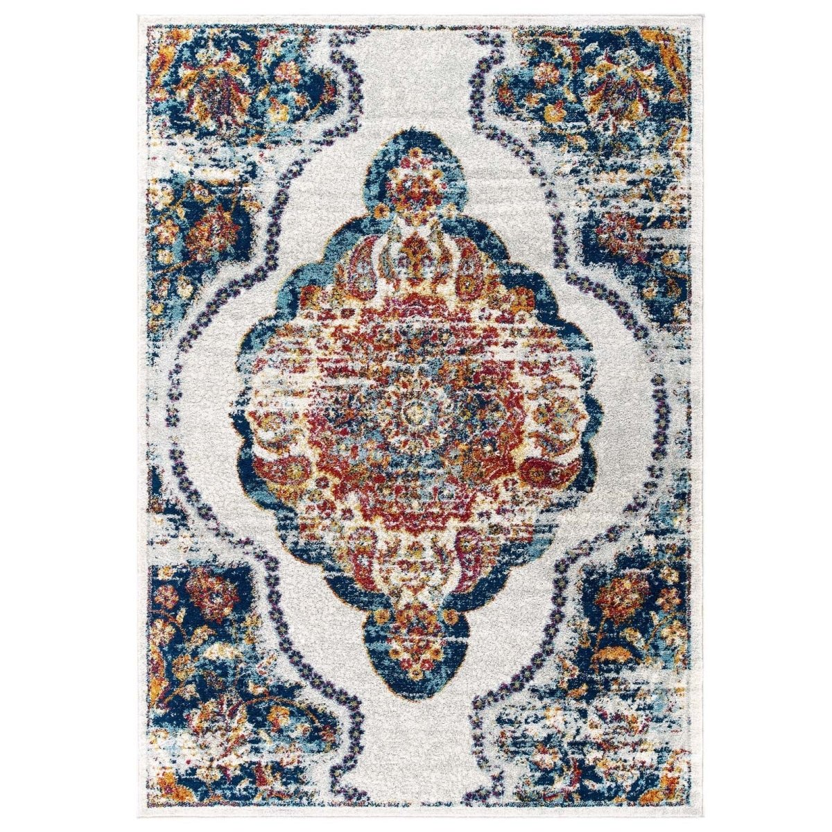 Entourage Malia Distressed Vintage Floral Persian Medallion Area Rug - BUILDMYPLACE