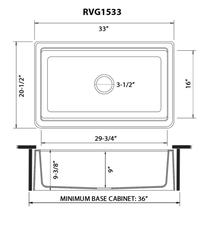 EpiCast - Ruvati 33 - inch Matte Black Granite Farmhouse Workstation Apron - front Composite Single Basin Kitchen Sink - BUILDMYPLACE