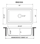 EpiCast - Ruvati 33 - inch Matte Black Granite Farmhouse Workstation Apron - front Composite Single Basin Kitchen Sink - BUILDMYPLACE