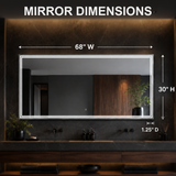 Luna 68'' Polished Edge Back-lit LED Mirror for Bathroom Vanity