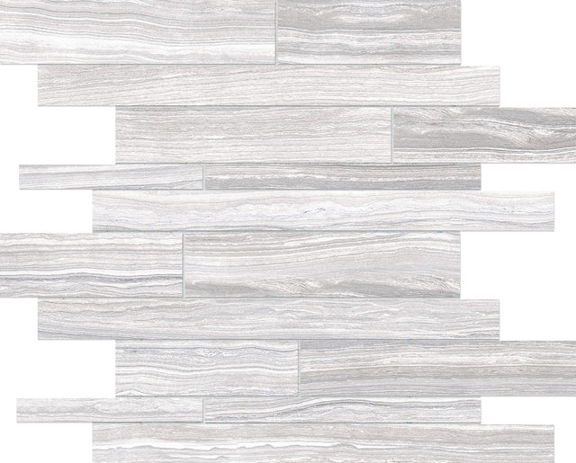 Eramosa Ice Random Strip Matte Glazed Porcelain Mosaic - BUILDMYPLACE