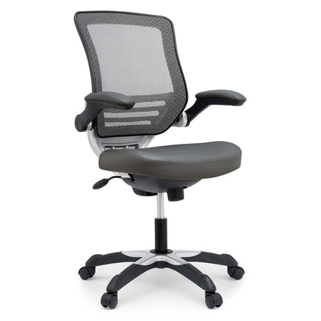 Ergonomic Drafting Chair with Adjustable Foot Ring and Flip - Up Arms Vinyl Seat - For Desk Chair - BUILDMYPLACE