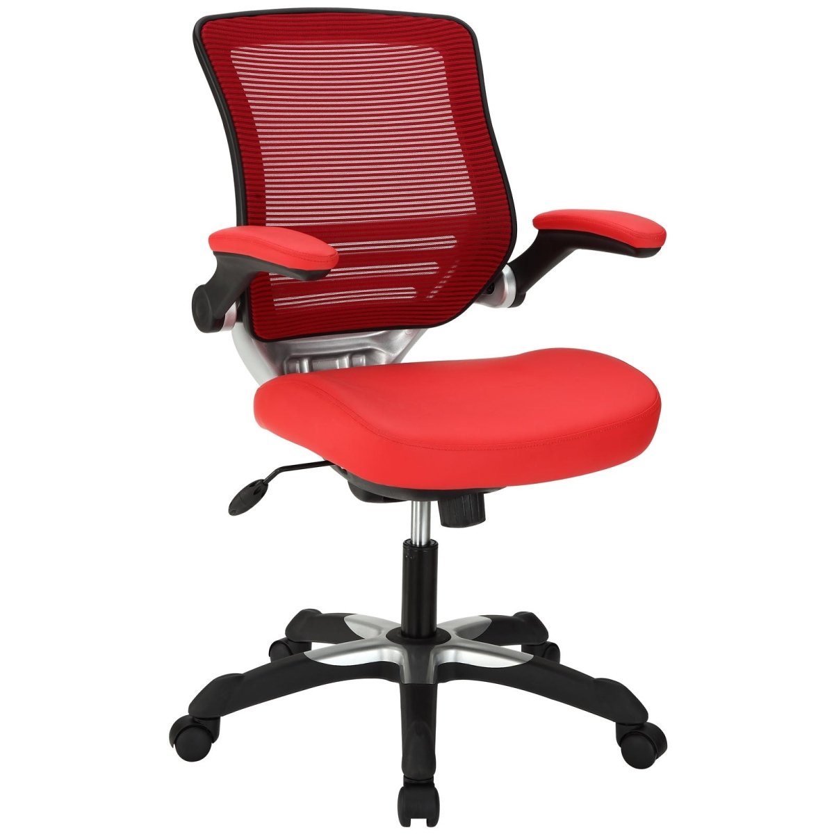 Ergonomic Drafting Chair with Adjustable Foot Ring and Flip - Up Arms Vinyl Seat - For Desk Chair - BUILDMYPLACE