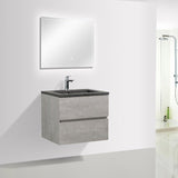 Eshburn Floating / Wall Mounted Bathroom Vanity With Black Top - BUILDMYPLACE