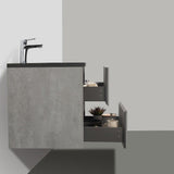 Eshburn Floating / Wall Mounted Bathroom Vanity With Black Top - BUILDMYPLACE