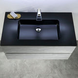 Eshburn Floating / Wall Mounted Bathroom Vanity With Black Top - BUILDMYPLACE