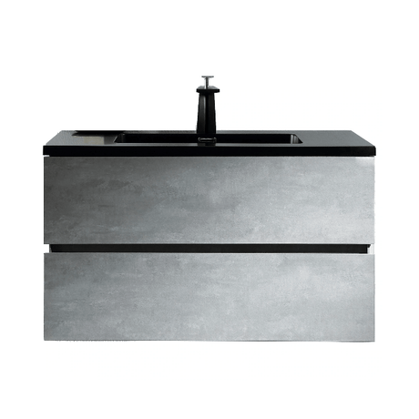 Eshburn Floating / Wall Mounted Bathroom Vanity With Black Top - BUILDMYPLACE