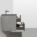 Eshburn Floating / Wall Mounted Bathroom Vanity With Black Top - BUILDMYPLACE