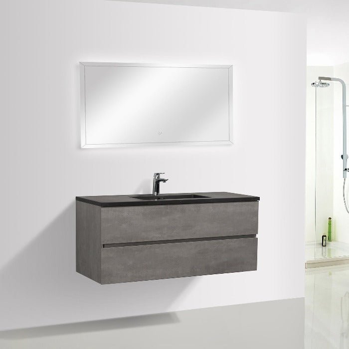 Eshburn Floating / Wall Mounted Bathroom Vanity With Black Top - BUILDMYPLACE