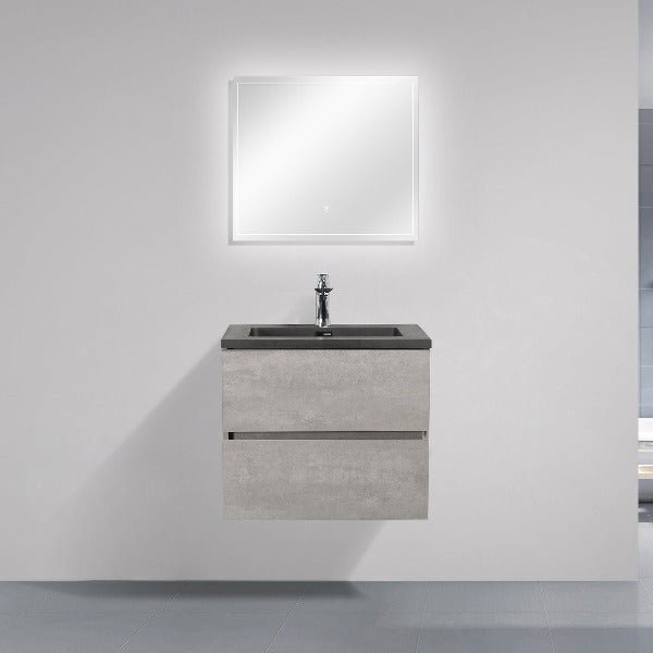 Eshburn Floating / Wall Mounted Bathroom Vanity With Black Top - BUILDMYPLACE