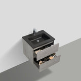 Eshburn Floating / Wall Mounted Bathroom Vanity With Black Top - BUILDMYPLACE