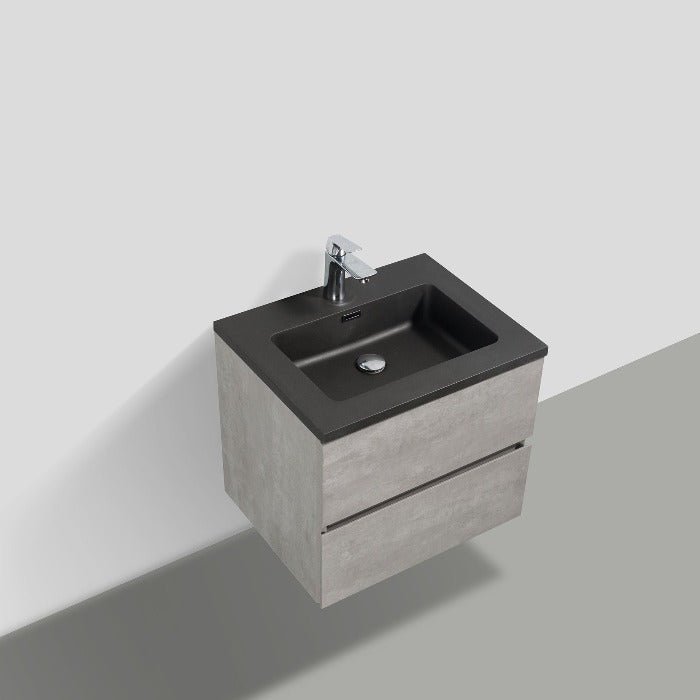 Eshburn Floating / Wall Mounted Bathroom Vanity With Black Top - BUILDMYPLACE