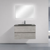 Eshburn Floating / Wall Mounted Bathroom Vanity With Black Top - BUILDMYPLACE