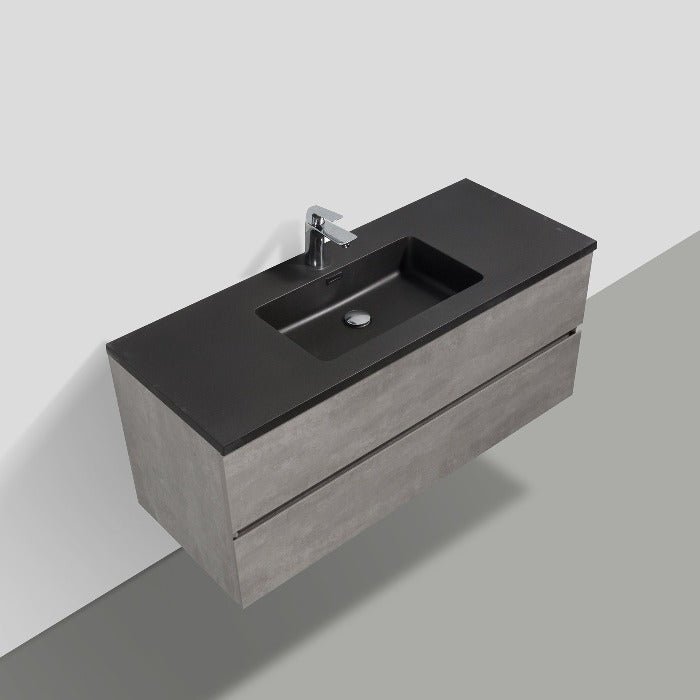 Eshburn Floating / Wall Mounted Bathroom Vanity With Black Top - BUILDMYPLACE