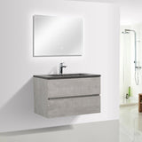 Eshburn Floating / Wall Mounted Bathroom Vanity With Black Top - BUILDMYPLACE