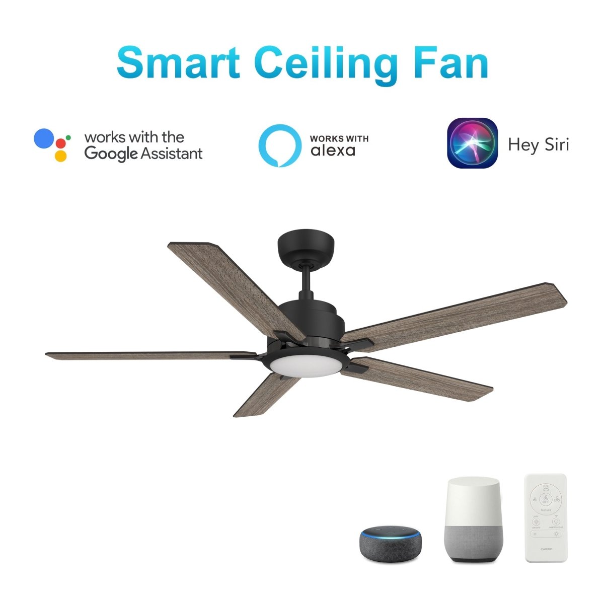 ESPEAR 52 inch 5 - Blade Smart Ceiling Fan with LED Light & Remote - LEDMyPlace