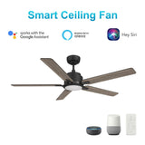 ESPEAR 52 inch 5 - Blade Smart Ceiling Fan with LED Light & Remote - LEDMyPlace