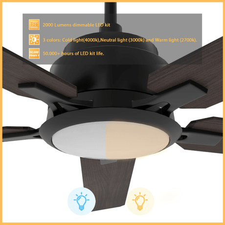 ESPEAR 52 inch 5 - Blade Smart Ceiling Fan with LED Light & Remote - LEDMyPlace