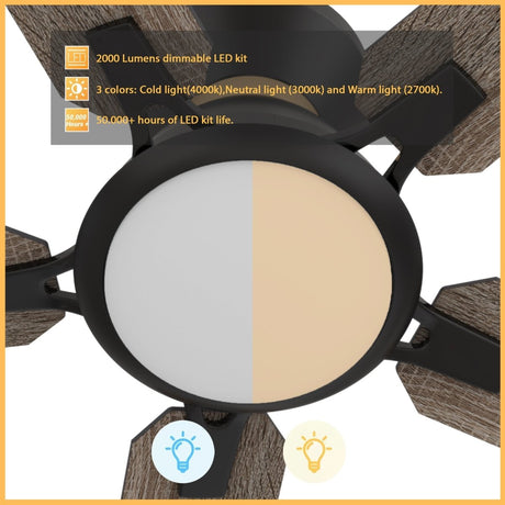 ESPEAR 52 inch Flush Mount 5 - Blade Smart Ceiling Fan with LED Light & Remote - LEDMyPlace