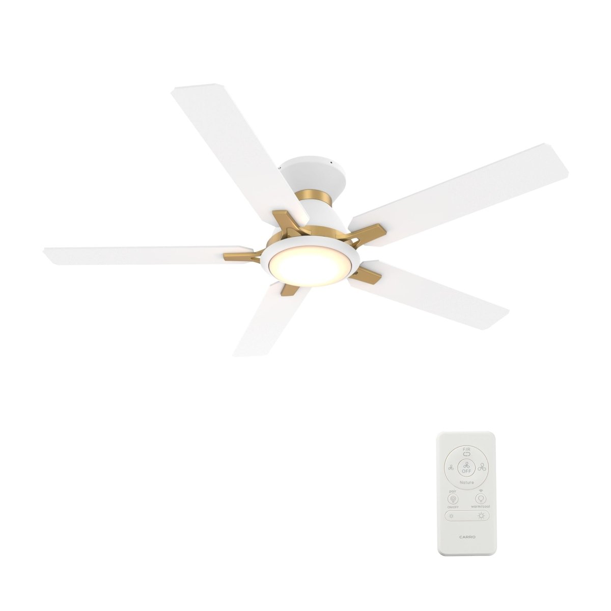 ESPEAR 52 inch Flush Mount 5 - Blade Smart Ceiling Fan with LED Light & Remote - LEDMyPlace