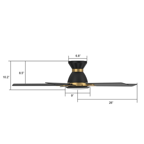 ESPEAR 52 inch Flush Mount 5 - Blade Smart Ceiling Fan with LED Light & Remote - LEDMyPlace