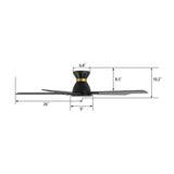 ESPEAR 52 inch Flush Mount 5 - Blade Smart Ceiling Fan with LED Light & Remote - LEDMyPlace