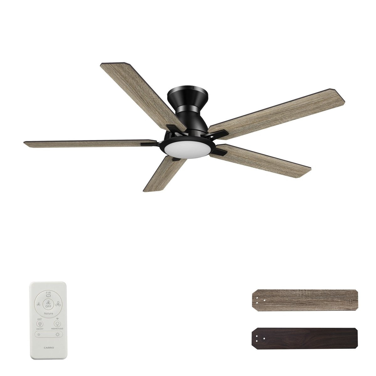 ESPEAR 52 inch Flush Mount 5 - Blade Smart Ceiling Fan with LED Light & Remote - LEDMyPlace