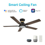 ESPEAR 52 inch Flush Mount 5 - Blade Smart Ceiling Fan with LED Light & Remote - LEDMyPlace