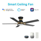 ESPEAR 52 inch Flush Mount 5 - Blade Smart Ceiling Fan with LED Light & Remote - LEDMyPlace