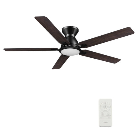 ESPEAR 52 inch Flush Mount 5 - Blade Smart Ceiling Fan with LED Light & Remote - LEDMyPlace