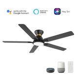 ESPEAR 52 inch Flush Mount 5 - Blade Smart Ceiling Fan with LED Light & Remote - LEDMyPlace