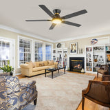 ESPEAR 52 inch Flush Mount 5 - Blade Smart Ceiling Fan with LED Light & Remote - LEDMyPlace