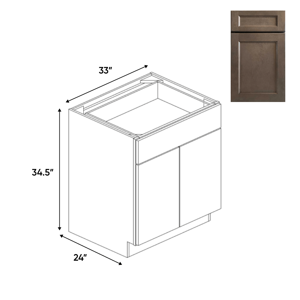 Essence Cemento - Double Door Base Cabinet - 33"W x 34.5"H x 24"D - BUILDMYPLACE