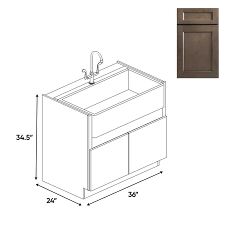 Essence Cemento - Farm Sink Base Cabinets - 36"W x 34.5"H x 24"D - ESC - FS36 - Pre Assembled - BUILDMYPLACE