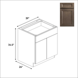 Essence Cemento - Full Height Double Door Base Cabinets - 39"W x 34.5"H x 24"D - ESC - B39FH - Pre Assembled - BUILDMYPLACE