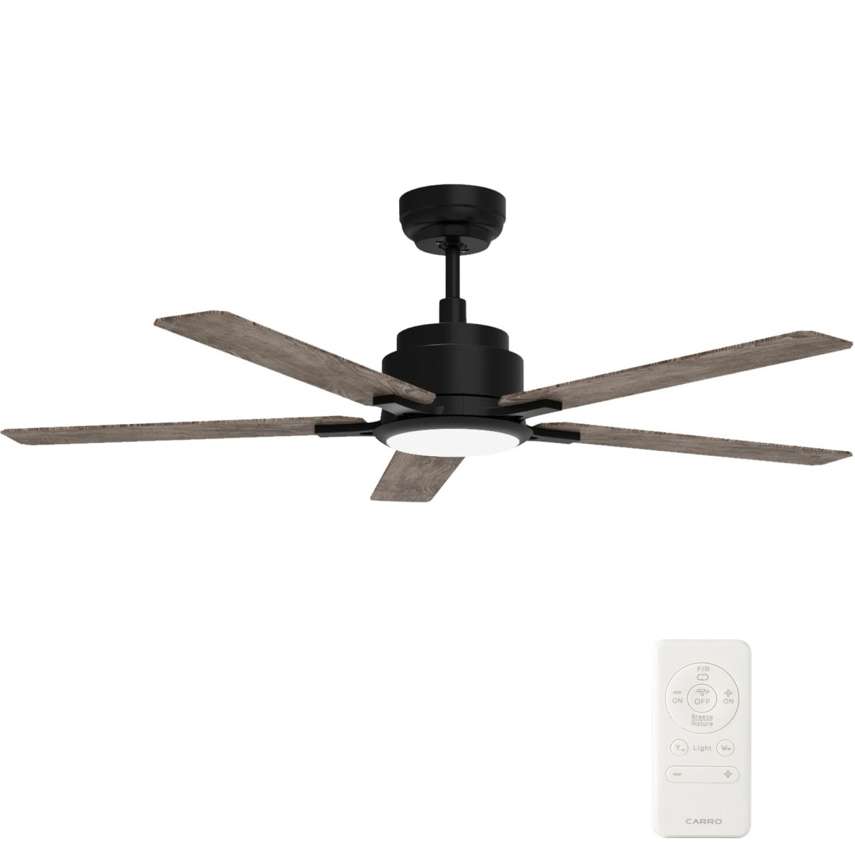 Essex 52" In. Black/ 5 Blade Smart Ceiling Fan with Dimmable LED Light Kit Works with Remote Control, Wi - Fi apps and Voice control via Google Assistant/Alexa/Siri - BUILDMYPLACE