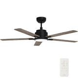 Essex 52" In. Black/ 5 Blade Smart Ceiling Fan with Dimmable LED Light Kit Works with Remote Control, Wi - Fi apps and Voice control via Google Assistant/Alexa/Siri - BUILDMYPLACE