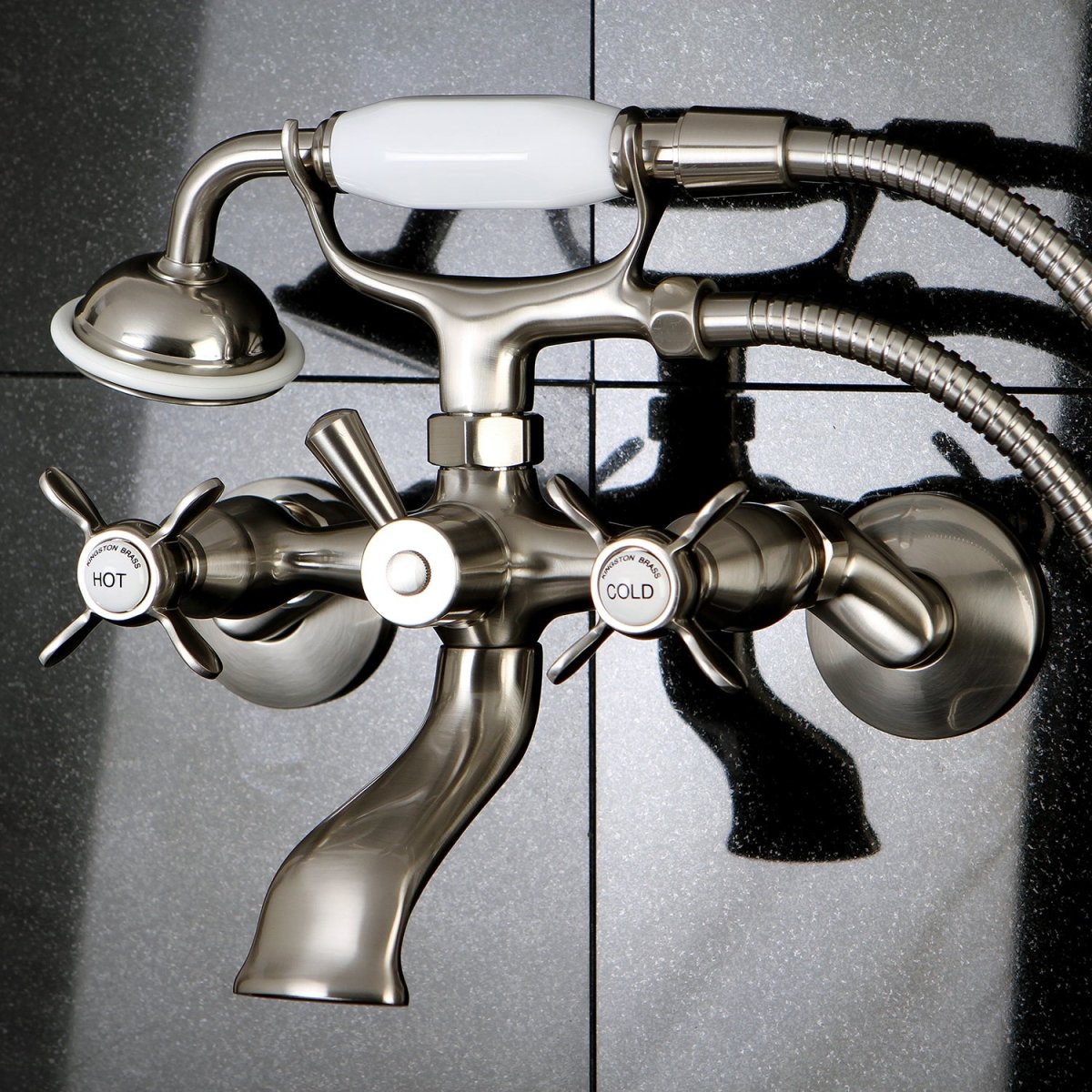 Essex Clawfoot Tub Faucet With Hand Shower In 7.5" Spout Reach - BUILDMYPLACE