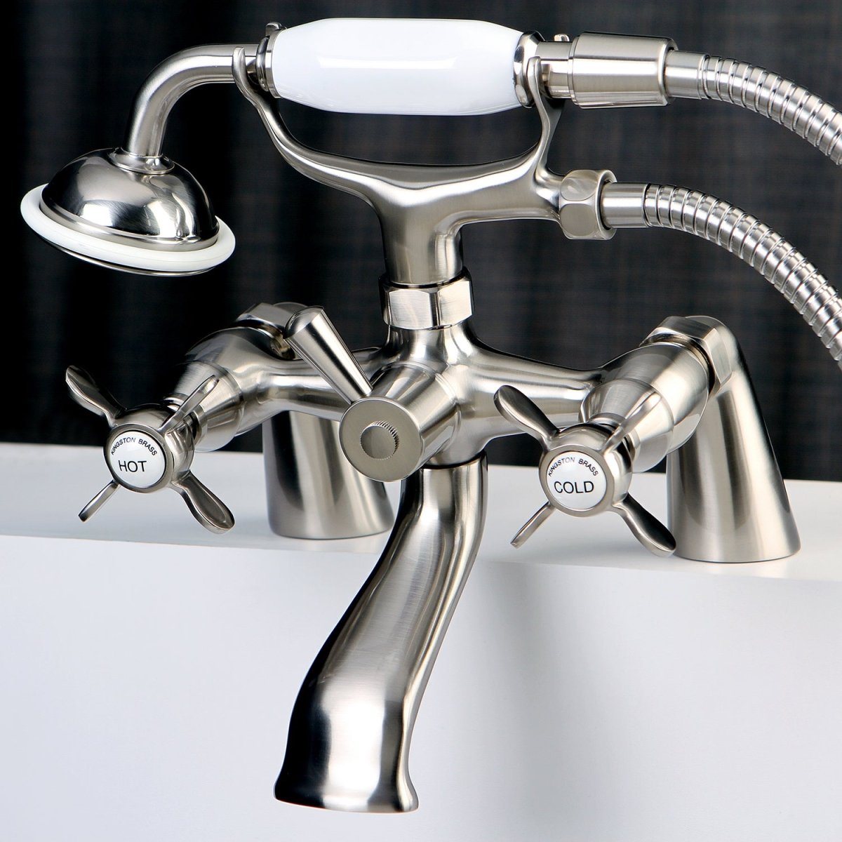 Essex Deck Mount Clawfoot Tub Faucet With Hand Shower - BUILDMYPLACE