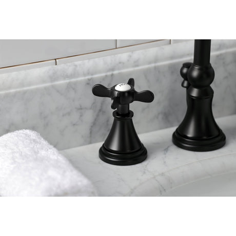 Essex Two - handle 3 - Hole Deck Mount Widespread Bathroom Sink Faucet With Brass Pop Up Drain - BUILDMYPLACE