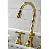 Essex Two - handle 3 - Hole Deck Mount Widespread Bathroom Sink Faucet With Brass Pop Up Drain - BUILDMYPLACE