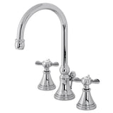 Essex Two - handle 3 - Hole Deck Mount Widespread Bathroom Sink Faucet With Brass Pop Up Drain - BUILDMYPLACE