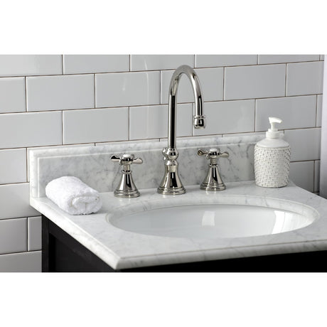 Essex Two - handle 3 - Hole Deck Mount Widespread Bathroom Sink Faucet With Brass Pop Up Drain - BUILDMYPLACE