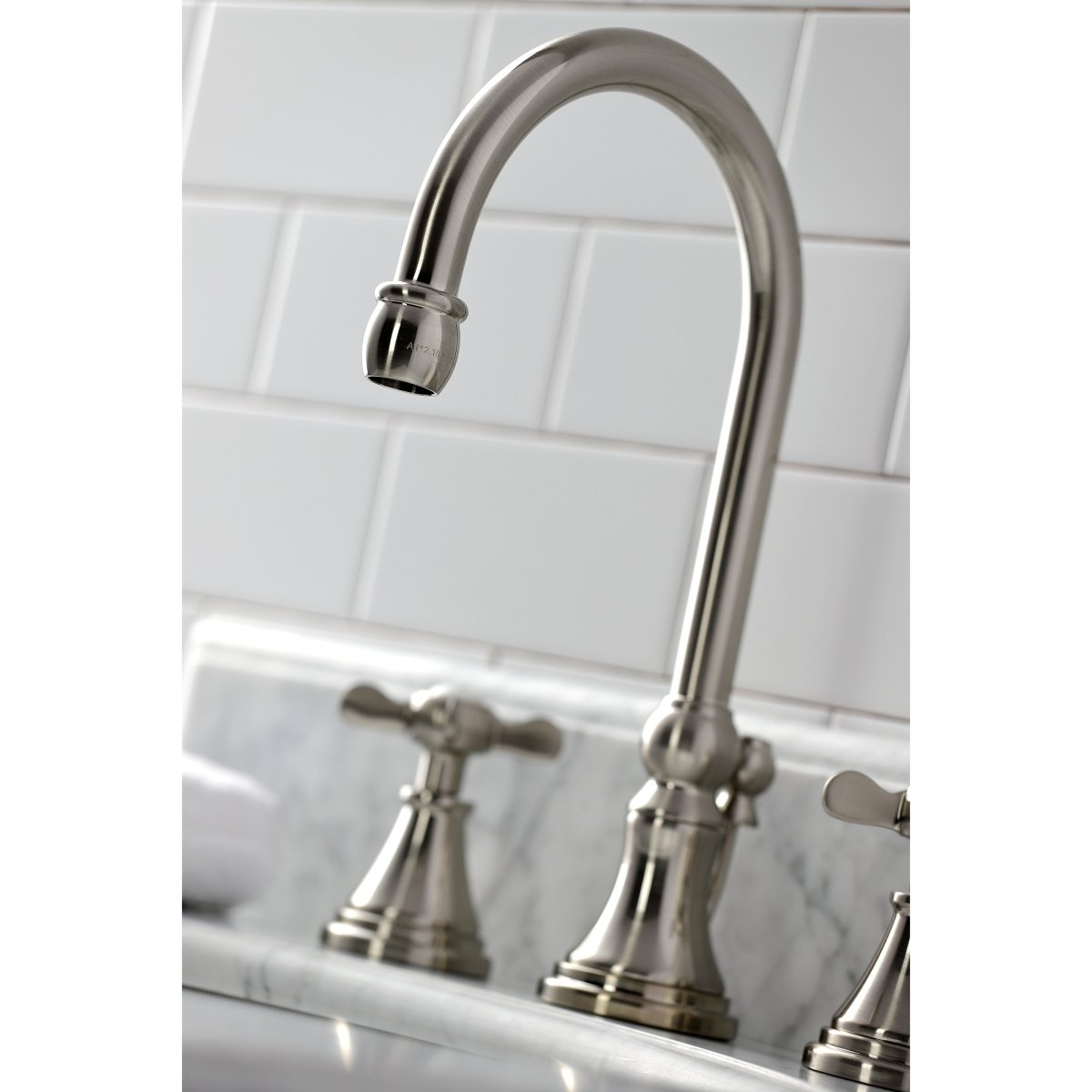 Essex Two - handle 3 - Hole Deck Mount Widespread Bathroom Sink Faucet With Brass Pop Up Drain - BUILDMYPLACE