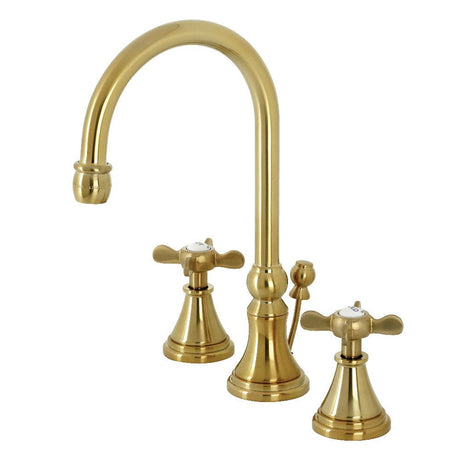 Essex Two - handle 3 - Hole Deck Mount Widespread Bathroom Sink Faucet With Brass Pop Up Drain - BUILDMYPLACE