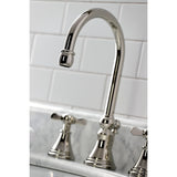 Essex Two - handle 3 - Hole Deck Mount Widespread Bathroom Sink Faucet With Brass Pop Up Drain - BUILDMYPLACE