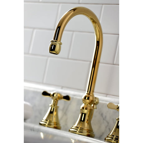 Essex Two - handle 3 - Hole Deck Mount Widespread Bathroom Sink Faucet With Brass Pop Up Drain - BUILDMYPLACE