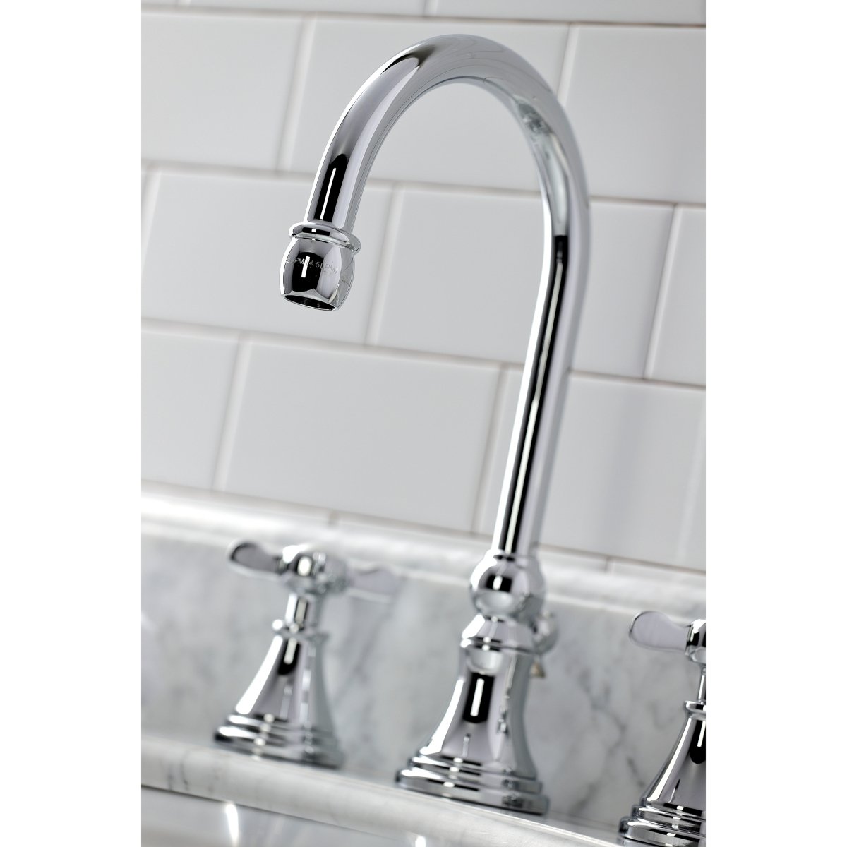 Essex Two - handle 3 - Hole Deck Mount Widespread Bathroom Sink Faucet With Brass Pop Up Drain - BUILDMYPLACE